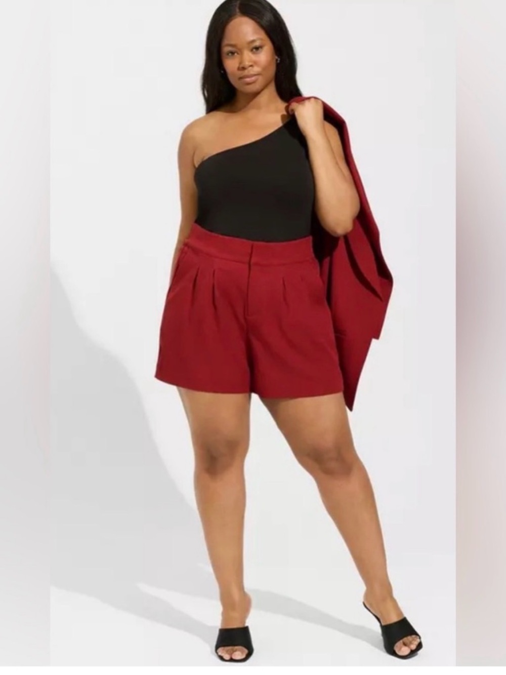 Torrid Size 12 Wine Red Pleated Shorts High Waist Wide Leg NWT